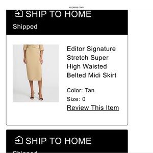 Tan High Waisted Midi Skirt